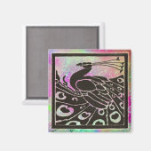 AIMANT PAON NOIR ÉLÉGANT AUX ÉTOILES BLEU VIOLET (Recto/Verso)