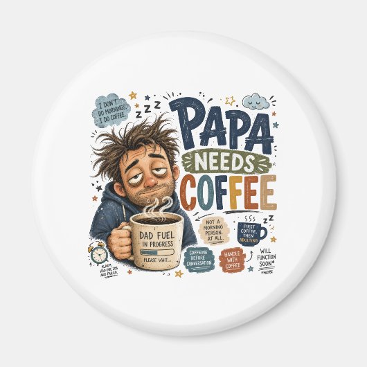 Aimant Papa a besoin de café (Devant)