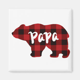 Aimant Papa Bear - Bison rouge et noir plaid