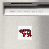 Aimant Papa Bear - carreau de buffle rouge et noir (In Situ (Lave-vaisselle))