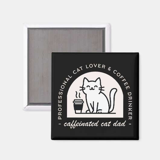 Aimant Papa chat amateur de café drôle (Recto/Verso)