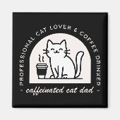 Aimant Papa chat amateur de café drôle (Devant)