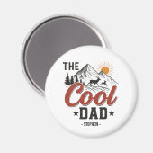 Aimant Papa Cool - Rustic Mountain et Deer Design (Recto/Verso)