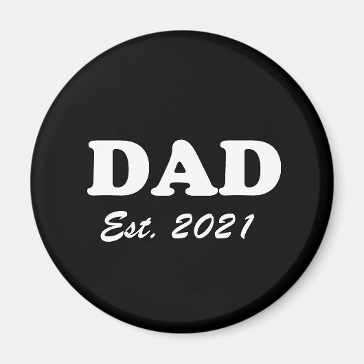 Aimant Papa Custom Date établie noir et blanc moderne (Devant)