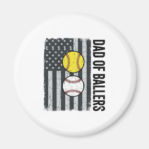 Aimant Papa de Ballers Softball Baseball Patriotique