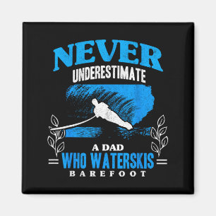 Aimant Papa fait du ski nautique pieds nus amateur de vag