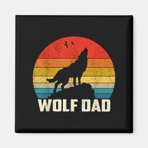 Aimant Papa Loup Hurlement Vintage Coucher de soleil Loup