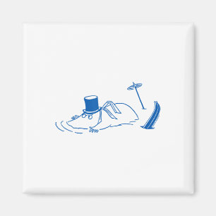 Aimant Papa Moomin bleu en ski coincé dans la neige Jeux