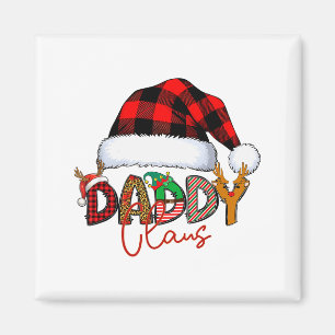 Aimant Papa Noël Buffalo à carreaux Chapeau rouge de Noël