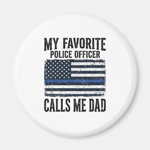 Aimant Papa officier de police ligne bleue mince vecteur