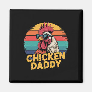 Aimant Papa Poule Amateur d'Animaux de Ferme Rétro