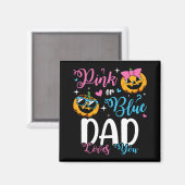 Aimant Papa Rose Ou Bleu Vous Aime Citrouille Bébé Carré (Recto/Verso)