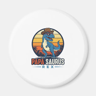 Aimant Papa Saurus Rex Cowboy Dinosaure Vintage T-Shirt_1