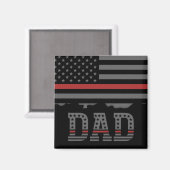 Aimant Papa Thin Red Line Pompier papa Cadeaux (Recto/Verso)