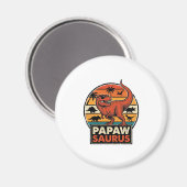Aimant Papawsaurus Rétro Dinosaure Coucher de Soleil Desi (Recto/Verso)
