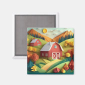 Aimant Papier Art Origami Style Paysage Scène (Recto/Verso)