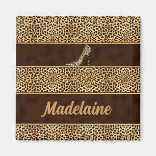 Aimant Papier Cheetah avec talons avec nom