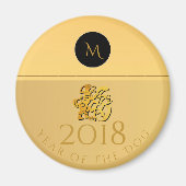 Aimant Papier chinois de chien d'or 2018 Monogramme R Mag (Devant)