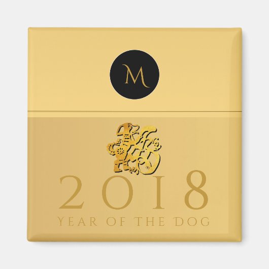 Aimant Papier de chien chinois or 2018 Monogramme S Magne (Devant)