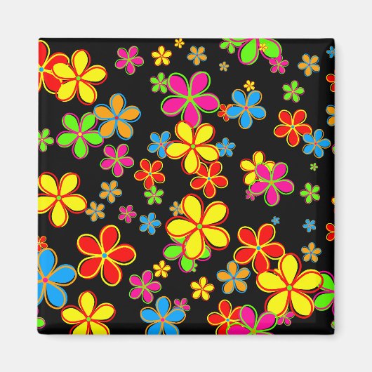 Aimant Papier peint à fleurs rétro (Devant)