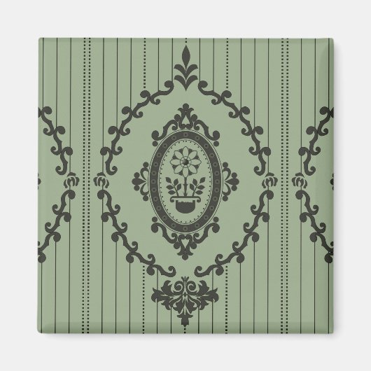 Aimant Papier peint baroque en vert (Devant)