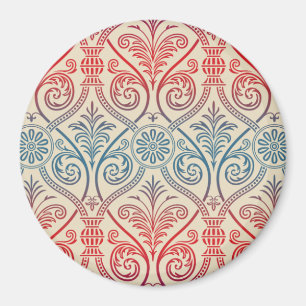 Aimant Papier peint damassé vintage - bleu violet rouge