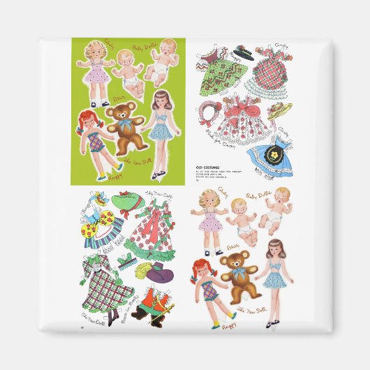 Aimant Papier Poupée Cinquante Design, adorable Rétro (Devant)