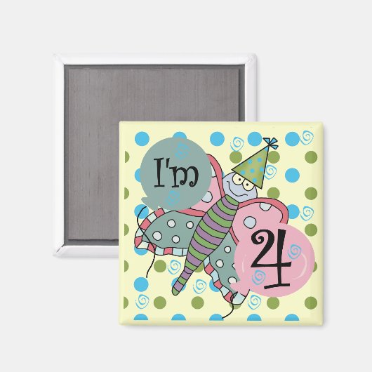 Aimant Papillon 4e anniversaire Tshirts et cadeaux (Recto/Verso)