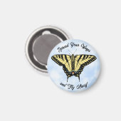 Aimant Papillon à queue jaune bleu ciel personnalisé (Recto/Verso)