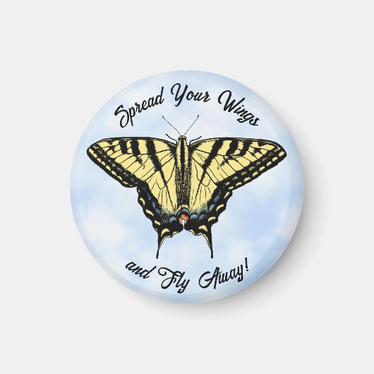 Aimant Papillon à queue jaune bleu ciel personnalisé (Devant)