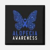 Aimant Papillon Alopecia Sensibilisation Bleu AA Ribbon S (Devant)