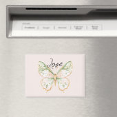 Aimant Papillon Amour Rose Pâle Vert Menthe Or (In Situ (Lave-vaisselle))