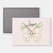 Aimant Papillon Amour Rose Pâle Vert Menthe Or (Recto/Verso)