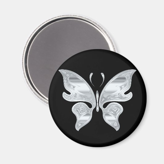 Aimant Papillon argenté (Recto/Verso)
