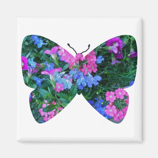 Aimant papillon aux fleurs mixtes (Devant)