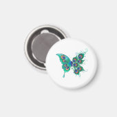 Aimant Papillon aux plumes de paon vert (Recto/Verso)
