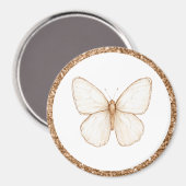 Aimant Papillon blanc pailleté de faux or (Recto/Verso)