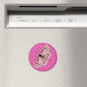Aimant Papillon blanc sur rose (In Situ (Lave-vaisselle))