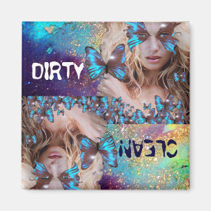 AIMANT PAPILLON BLEU AVEC DES ÉTINCELLES D'OR VERT