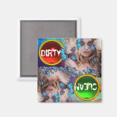 Aimant Papillon bleu avec paillettes vert doré (Recto/Verso)