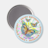 Aimant Papillon bleu d'anniversaire (Recto/Verso)