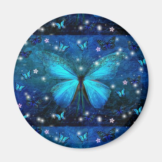 Aimant Papillon bleu élégant (Devant)