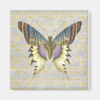 Aimant Papillon bleu et jaune Vintage
