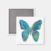 Aimant Papillon bleu et or (Recto/Verso)