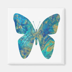 Aimant Papillon bleu et or