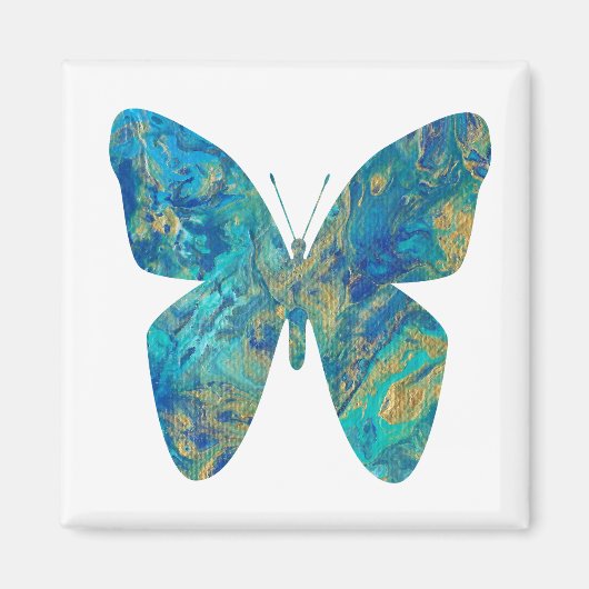 Aimant Papillon bleu et or (Devant)
