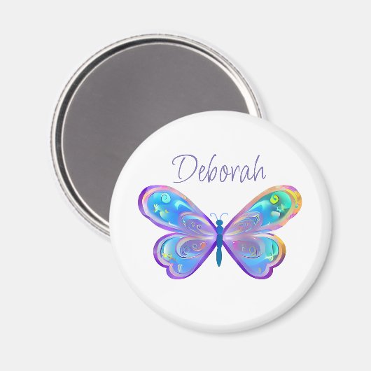 Aimant Papillon bleu et violet personnalisé (Recto/Verso)