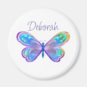 Aimant Papillon bleu et violet personnalisé (Devant)