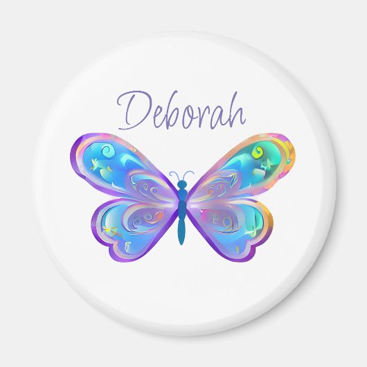 Aimant Papillon bleu et violet personnalisé (Devant)