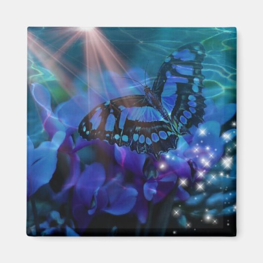 Aimant Papillon bleu magique (Devant)